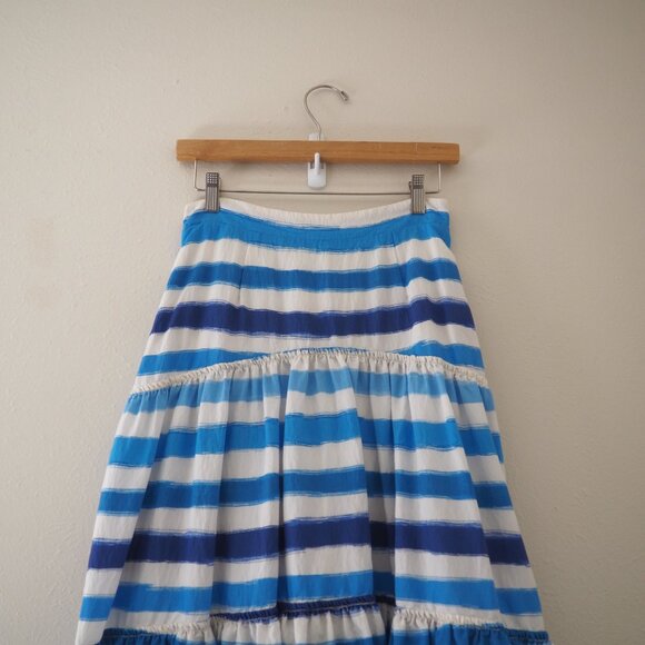 Anthropologie Maeve Blue Striped Midi Skirt sz xs - Picture 6 of 10
